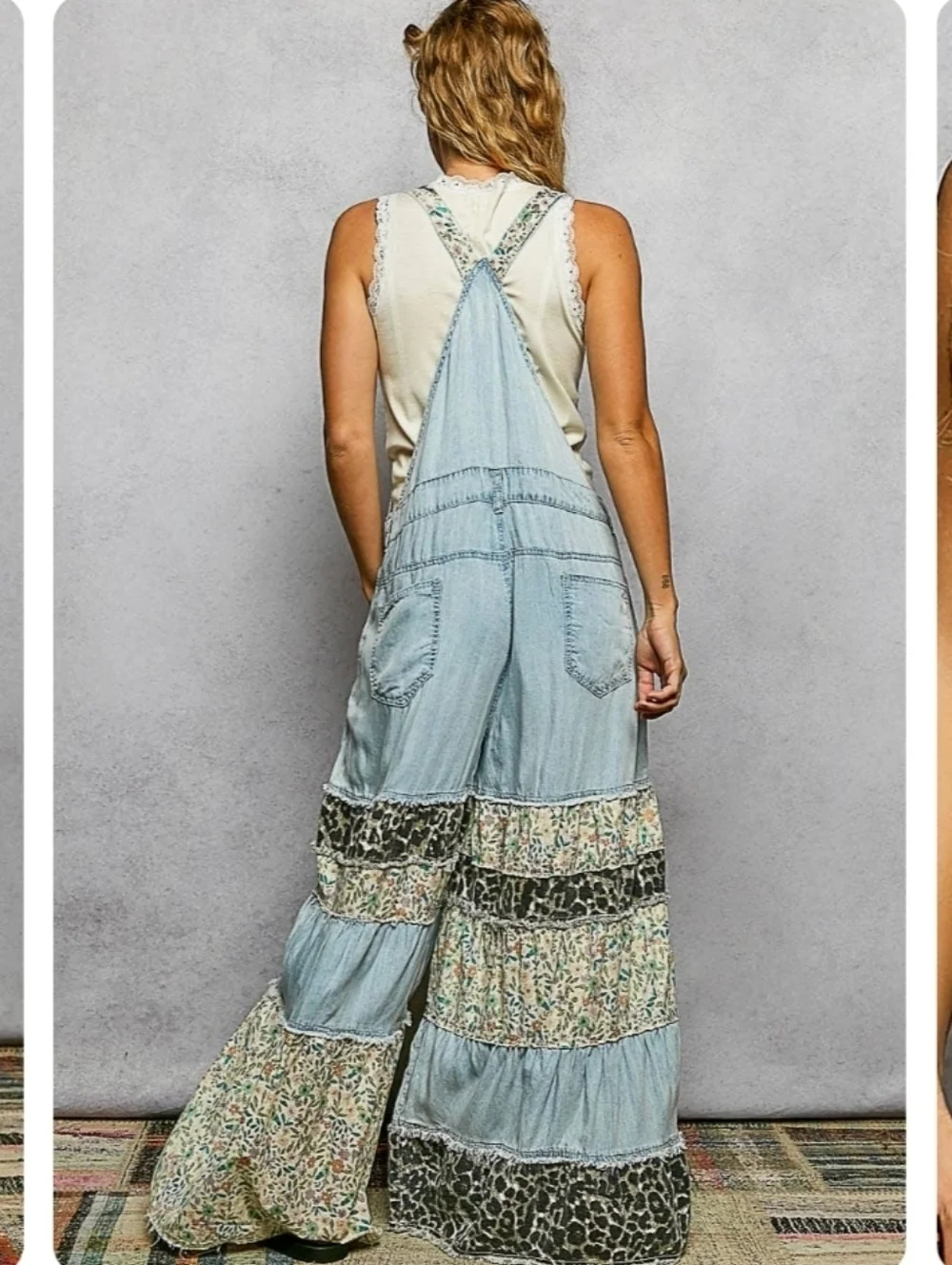 POL Mixed Print Ruffle Wide Leg Overall - Picture 5 of 6